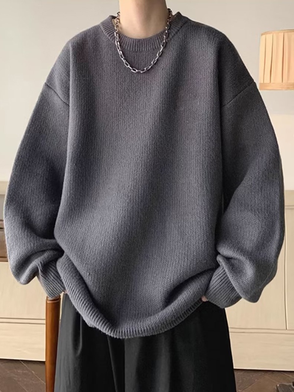Men's Solid Crew Neck Sweater-1