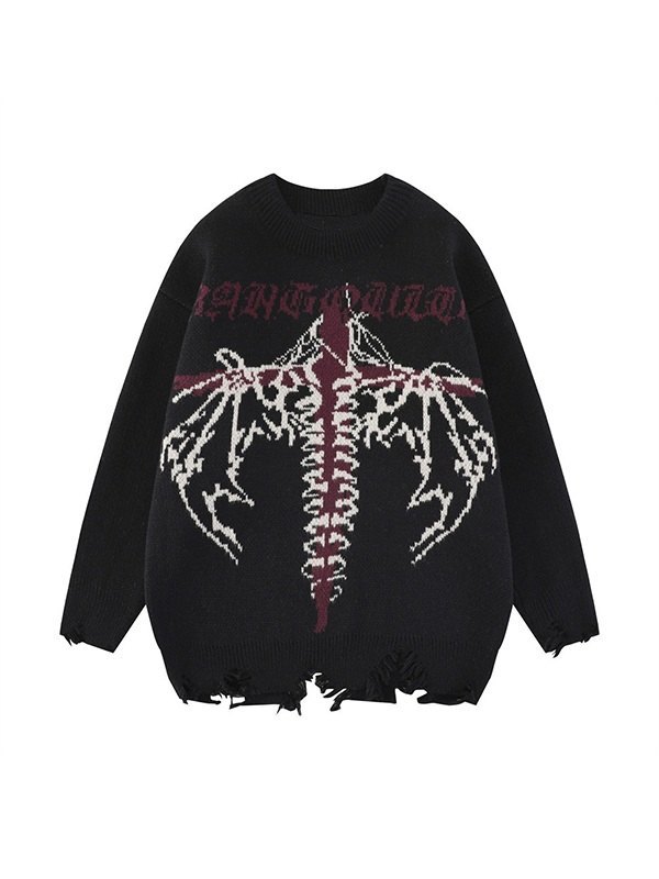 Men's Cross Jacquard Distressed Sweater-1