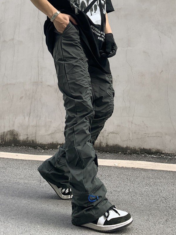 Men's Ruched Stacked Cargo Pants-1
