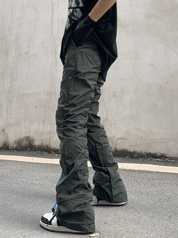 Men's Ruched Stacked Cargo Pants-2