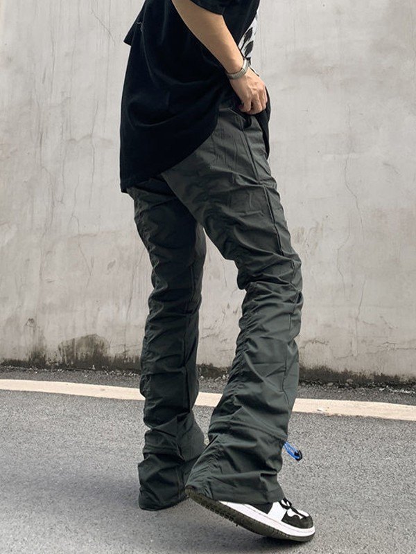 Men's Ruched Stacked Cargo Pants-3