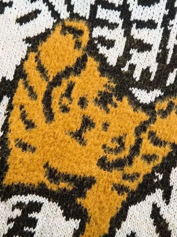 Men's Tiger Jacquard Pullover Sweater-3